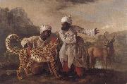 George Stubbs Cheetah and Stag with Two Indians oil on canvas